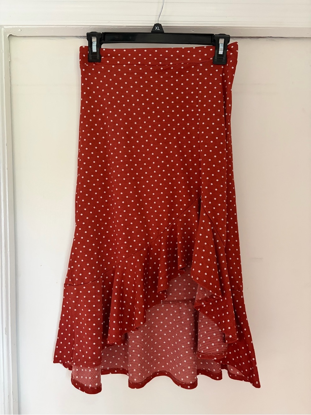 Jolie & Joy Burnt Orange Polka Dot Ruffle High-Low Skirt - Women's